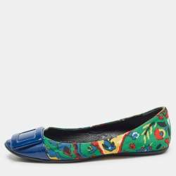 Roger Vivier Multicolor Printed Canvas and Patent Gommette Ballet Flats Size 36