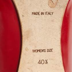 Pre Owned Roger Vivier Dark Red Patent Leather Chain Buckle Ballet Flats Size 40.5 