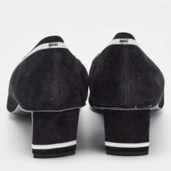 Pre Owned Roger Vivier Black/Silver Suede and Leather Square Toe Pumps Size 40