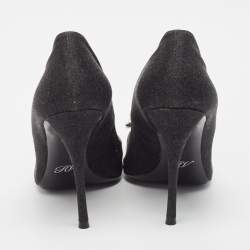 Pre Owned Roger Vivier Black Glitter Fabric Flower Strass Buckle Pumps Size 40
