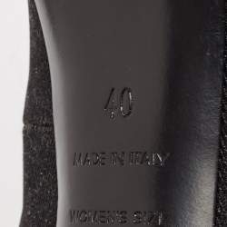 Pre Owned Roger Vivier Black Glitter Fabric Flower Strass Buckle Pumps Size 40