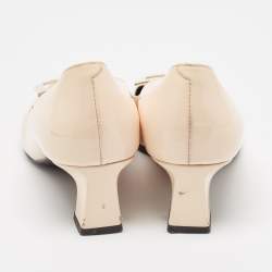 Roger Vivier Cream Patent Leather Belle Vivier Block Heel Pumps Size 38