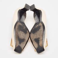 Roger Vivier Cream Patent Leather Belle Vivier Block Heel Pumps Size 38