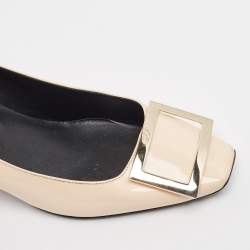 Roger Vivier Cream Patent Leather Belle Vivier Block Heel Pumps Size 38