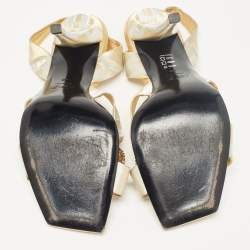 Pre Owned Roger Vivier Two Tone Satin Crystal Embellished Slingback Sandals Size 40