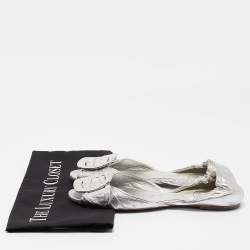 Roger Vivier Silver Leather Open Toe Ballet Flats Size 36