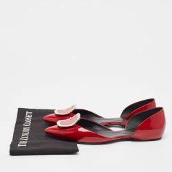 Pre Owned Roger Vivier Red Patent Leather Chips Ballet Flats Size 40