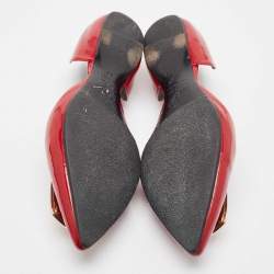 Pre Owned Roger Vivier Red Patent Leather Chips Ballet Flats Size 40