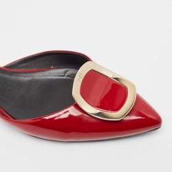 Pre Owned Roger Vivier Red Patent Leather Chips Ballet Flats Size 40