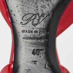 Pre Owned Roger Vivier Red Patent Leather Chips Ballet Flats Size 40