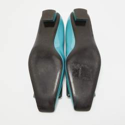 Pre Owned Roger Vivier Blue Patent Trompette Ballet Flats Size 40.5