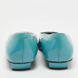 Pre Owned Roger Vivier Blue Patent Trompette Ballet Flats Size 40.5