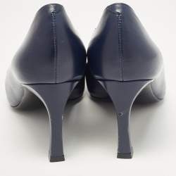 Pre Owned Roger Vivier Navy Blue Leather Trompette Pumps Size 39