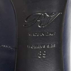 Pre Owned Roger Vivier Navy Blue Leather Trompette Pumps Size 39