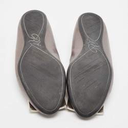 Pre Owned Roger Vivier Silver Leather Gommette Ballet Flats Size 39