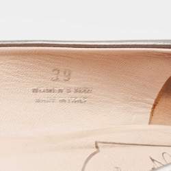 Pre Owned Roger Vivier Silver Leather Gommette Ballet Flats Size 39