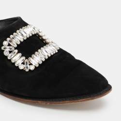 Roger Vivier Black Suede Embellished Mules Size 38.5