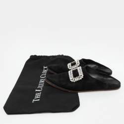 Roger Vivier Black Suede Embellished Mules Size 38.5