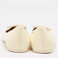 Pre Owned Roger Vivier Cream Patent Leather Ballet Flats Size 40
