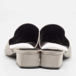 Roger Vivier Grey Satin Crystal Embellished Slide Sandals Size 38