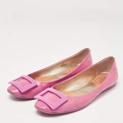 Roger Vivier Pink Patent Leather Gommette Ballet Flats Size 40
