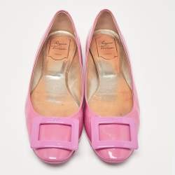 Roger Vivier Pink Patent Leather Gommette Ballet Flats Size 40