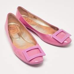 Roger Vivier Pink Patent Leather Gommette Ballet Flats Size 40