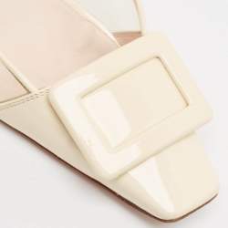 Pre Owned Roger Vivier Cream Patent Leather and PVC Belle Vivier Pumps Size 36