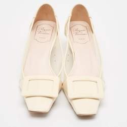 Pre Owned Roger Vivier Cream Patent Leather and PVC Belle Vivier Pumps Size 36