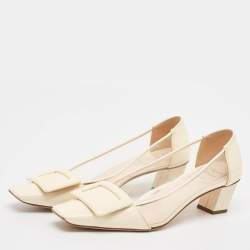 Pre Owned Roger Vivier Cream Patent Leather and PVC Belle Vivier Pumps Size 36