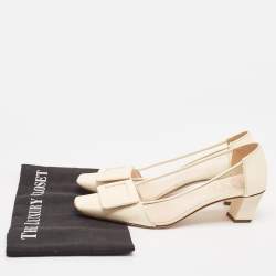 Pre Owned Roger Vivier Cream Patent Leather and PVC Belle Vivier Pumps Size 36