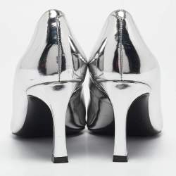 Pre Owned Roger Vivier Silver Leather Trompette Pumps Size 38