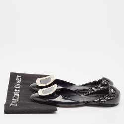 Roger Vivier Black Patent Leather Chip Scrunch Flats Size 39