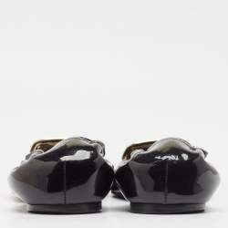Roger Vivier Black Patent Leather Chip Scrunch Flats Size 39