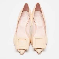 Pre Owned Roger Vivier Beige Leather Viv' in the city Pointed Toe Pumps Size 39