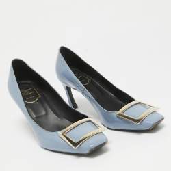 Roger Vivier Blue Patent Leather Trompette Pumps Size 38