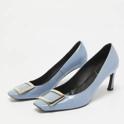 Roger Vivier Blue Patent Leather Trompette Pumps Size 38