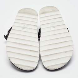 Roger Vivier Black Canvas Crystal Embellished Flat Sandals Size  41