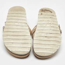 Pre Owned Roger Vivier Beige Suede Slidy Strass Buckle Mules Size 40