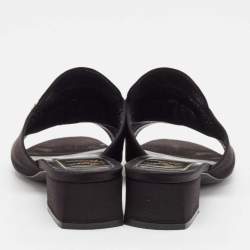 Pre Owned Roger Vivier Black Satin Crystal Embellished Slide Sandals Size 38