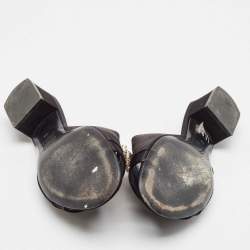 Pre Owned Roger Vivier Black Satin Crystal Embellished Slide Sandals Size 38