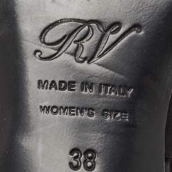 Pre Owned Roger Vivier Black Satin Crystal Embellished Slide Sandals Size 38