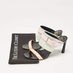 Roger Vivier Multicolor Leather Buckle Slide Sandals Size 38