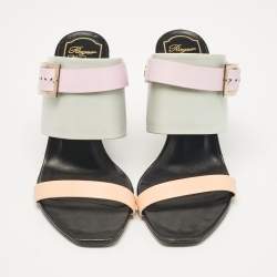 Roger Vivier Multicolor Leather Buckle Slide Sandals Size 38