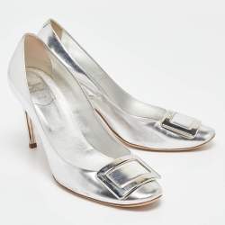 Roger Vivier Silver Leather Trompette Pumps Size 41