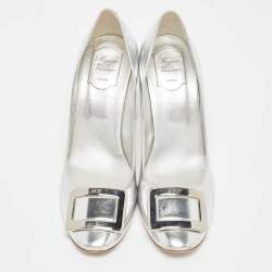 Roger Vivier Silver Leather Trompette Pumps Size 41