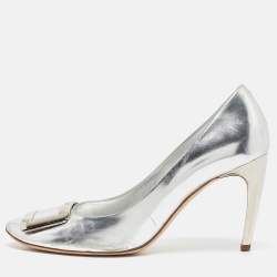 Roger Vivier Silver Leather Trompette Pumps Size 41