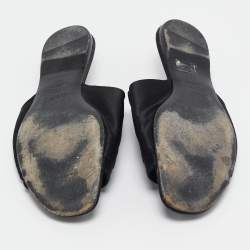 Roger Vivier Black Satin Crystal Embellished Flat Mules Size 40