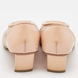 Pre Owned Roger Vivier Beige Patent Leather and Suede Trompette Pumps Size 38