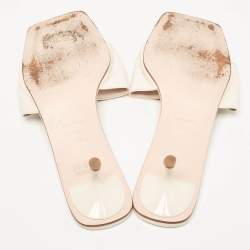 Roger Vivier Cream Leather Buckle Slide Sandals Size 42